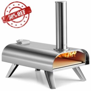 Gr8 Garden Outdoor Stainless Steel 12”Table top Pizza Oven Portable Wood Fired pellets BBQ Grill Cooker with Pizza Stone            [Energy Class A]