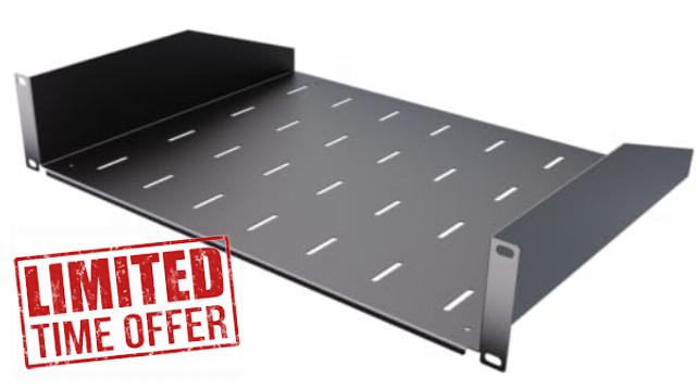 Stalflex Server Rack Shelf Eco 19 inch 2U 350mm - Server Rack Made of Steel - Universal Vented Rack Mount Cantilever Tray - compatible with Rack Network Cabinet and Rack Rails