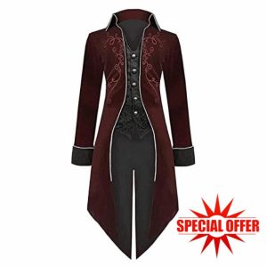 2025 - Women Vintage Slim Medieval Retro Halloween Punk Cosplay Costume Gold Edge Coat Gothic Tailcoat Costume Vintage Tuxedo Halloween Coats Haru Cosplay Costume