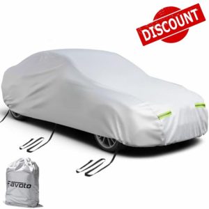Favoto Sedan Car Cover Waterproof - Custom Fit for BMW 3 Series (2018-2024) All Weather for Automobiles Outdoor with Reflective Stripe Snow Sun Dust UV Protection Full Exterior Cove
