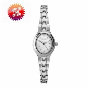Sekonda Ladies Megan 21mm Oval Classic Analogue Watch with Mother of Pearl Stone Set Dial