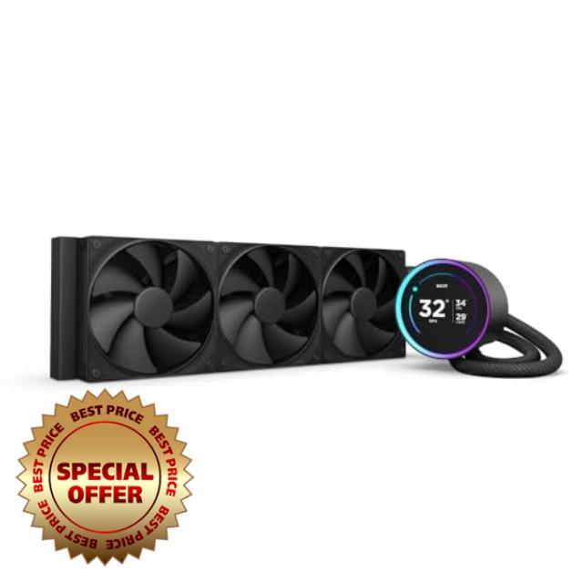 NZXT Kraken Elite 360 - AIO CPU Liquid Cooler - 360mm Radiator - 3 x F120P Fans - Customizable 2.72" IPS LCD Turbine Pump - Intel® LGA 1700