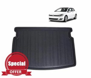 LAS Boot Liner for VW GOLF MK7 HB 2012-2020 Recyclable Plastic (TPE) Tailored Fit Car Floor Mat Protector Guard Tray Black Custom Fitted Dog Friendly Waterproof with Raised Edges