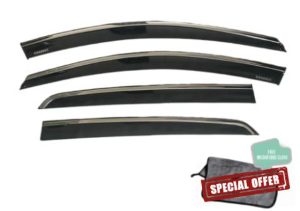 Wind Deflector Set for VW Golf MK8 2020+ with Chrome lining - Set of 4 Pcs - Front and Rea