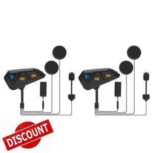 FreedConn FG Motorcycle Bluetooth Wireless Intercom Headset 2-6 Riders 1200 Meter Motorbike Helmet Communication System Waterproof Universal Pairing Music Sharing Voice Control (FG Black Double)
