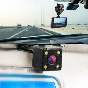 dual touch screen dash camera car truck suv dashboard cam front rear mounted cameras