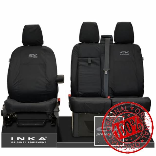 Inka Front 1+2 Tailored Waterproof Seat Covers Black to Fit Ford Transit MK8/MK9 Jumbo MY14+ (Grey)