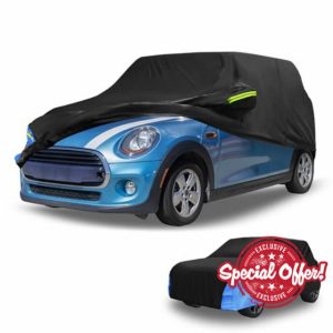 Partuto Car Cover Waterproof All Weather Automotive Outdoor Anti-UV Sun Rain Protection Full Exterior Cover for Mini Cooper 4DR 2014-2025 210D W/Zippe