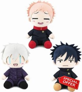 Puruuige JJK Plush 3PCS Fushiguro Megumi/Gojo Satoru Soft Figure Itadori Yuji Stuffed Plushies Anime Hug Pillow Cushion Home Sofa Decoration Gif