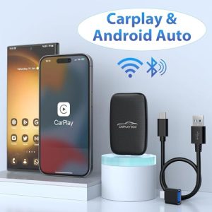 Plug & Plug Wireless CarPlay Adapter for iPhone Convert Wired to CarPlay Dongle Built in Netflix YouTube TF for Cars from 2015