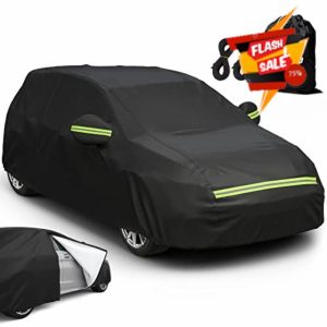 Favoto Hatchback Car Cover Waterproof - Custom Fit for Toyota Yaris (2018-2024) All Weather for Automobiles Outdoor with Reflective Stripe Snow Sun Dust UV Protection Full Exterior Cove