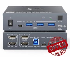 Dual Monitor KVM Switch for Laptop & Desktop 4K@60Hz