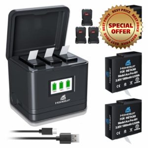 Homesuit Insta 360 Ace Pro Replacement Battery 1800mAh and 3-Slots LCD Charger Kit for Insta360 Ace Pro/Insta360 Ace Camera Including Battery Box with SD Card Memory (3 Pack)