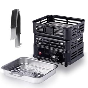 Multipurpose Electric Charcoal Burner Coconut Charcoal Starter 2 Heating Zones with Stainless Detachable Tongs