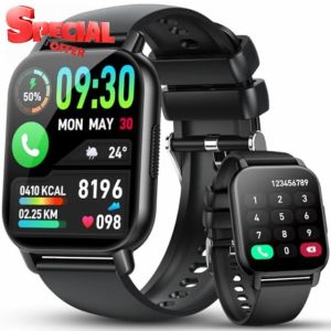 Smart Watch for Men Women Answer/Make Calls - 1.85" HD Full Touch Fitness Watch with Heart Rate Sleep Monitor - 112+ Sports Modes Activity Trackers - IP68 Waterproof Smartwatch for Android iOS