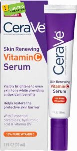 CeraVe Skin Renewing 10% Pure Vitamin C Serum with Ceramides for Brighter and Smoother Skin