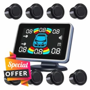 Bumper Parking Assist Sensor 8 Parking Sensor Car Automobile Reversing Backup Radar Electronics Rear Auto Detector Backing Assistance Kit Buzzer Backup Parking Sensor(Black)