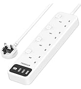 Plug Adapter, TESSAN Extension Plug with 3 USB Socket, 3 Way Plug Adapter UK Multi Plug Adaptor, ...