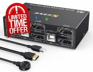 DP Dual Monitor KVM Switch DisplayPort 1.4 8K@30Hz 4K@144Hz