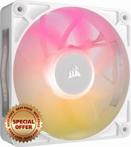 CORSAIR iCUE LINK RX120 MAX RGB 120mm PWM Thick Fan – High-Static Pressure – Magnetic Dome Bearing – Single Fan – White