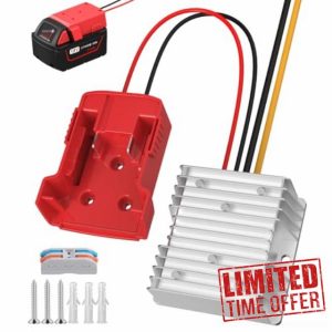 Upgraded 18V to 12V Step Down Converter Aadpter for Milwaukee M18 Batteries