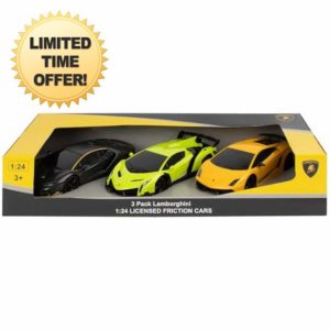 ightclick Lamborghini Friction Cars 3-Pack - Pull Back & Go Toy Cars for Kids