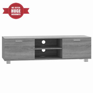 idaXL TV cabinet 140x40 5x35 cm carved wood gray sonoma oak