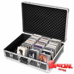 Trintion CD Storage Holds 120 CD's CD Carry Storage Case 56.5x40x17.8CM CD Storage Boxes Portable Aluminium Media Storage Water Resistant CD Holder Case with Handles and Lock for Albums Games Music