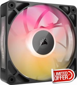 CORSAIR iCUE LINK RX120 MAX RGB 120mm PWM Thick Fan – High-Static Pressure – Magnetic Dome Bearing – Single Fan – Black