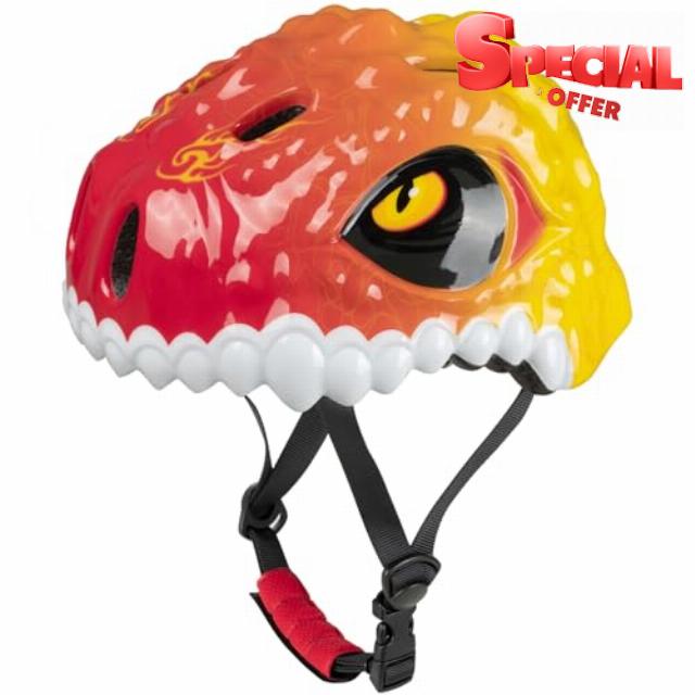 Favoto Kids Children Bike Helmet - Toddler Dinosaur Cycling Bicycle Helmet Breathable Yellow Red Adjustable Helmet for Boys and Girls