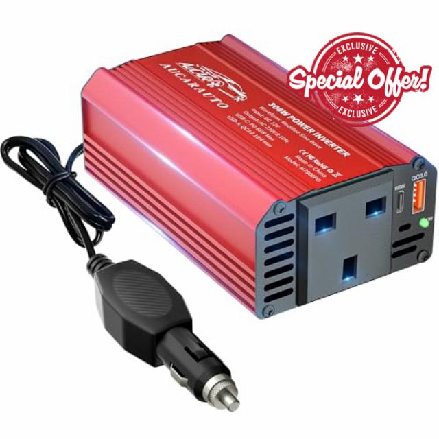 AUCARAUTO 300W Car Power Inverter 12V to 240V / 230V Converter