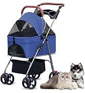 Mitoydoe Dog Stroller, Foldable Pet Stroller,2 in 1 Pet Stroller, Pet Folding Stroller with Remov...