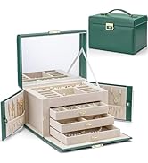 Vlando Large Jewellery Box for Women Lockable Jewellery Boxes with 3 Drawers Jewelry Storage Earr...