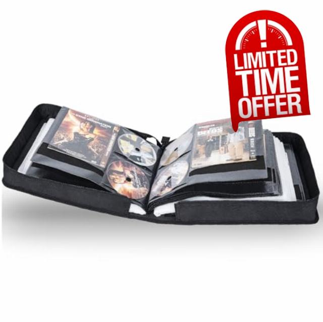 IPEB CD Storage Bag DVD Wallet Case Disc Organiser for Audio Music Media Disk Storage Holder Bag with Zipper(200 Disk Units