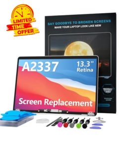 LHM A2337 Screen Replacement for MacBook Air 13.3" M1 2020 (EMC 3598 MGN63 MGN93 MGND3 MGN73 MGNA3 MGNE3) 2560x1600 Full LCD Display Assembly with Fix Kit (A2337-Silver)