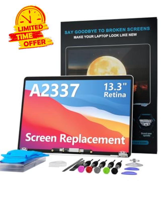 LHM A2337 Screen Replacement for MacBook Air 13.3" M1 2020 (EMC 3598 MGN63 MGN93 MGND3 MGN73 MGNA3 MGNE3) 2560x1600 Full LCD Display Assembly with Fix Kit (A2337-Silver)
