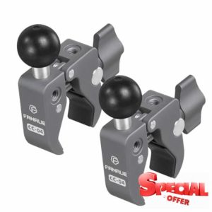 FANAUE 2 Pack Aluminum Alloy Handlebar Clamp Mount Base with 1'' Ball for Rails 0.5" to 2.0" in Diameter