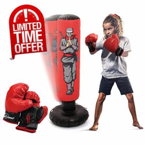 Inflatable Kids Punching Bag with Boxing Gloves