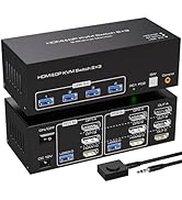 VPFET KVM Switch DisplayPort Dual Monitor 2 Port Displayport 1.4 Switch 2 Computers 2 Monitors Sh...