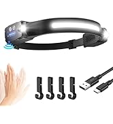 Head Torch Rechargeable, Super Bright 230° Wide Beam Adjustable Focus Headtorch, 30 Hrs Runtime, ...