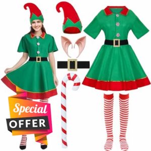 Amycute Christmas Elf Costume Kids Adult Elf Costume Outfit