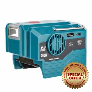 Cloudpower 200W Inverter Generator for Bosch 18V Lithium Battery Portable Power Station Power Inverter 18V DC to AC 110V-220V Converter with USB Port(BS-120V)