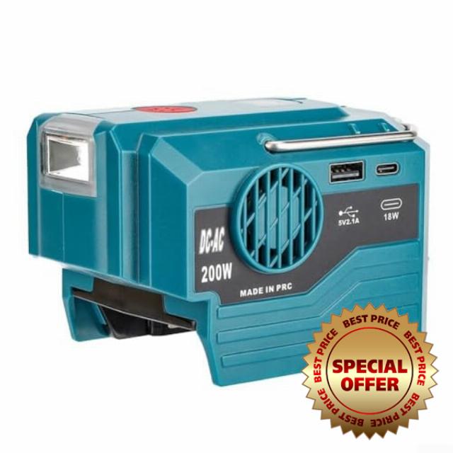 Cloudpower 200W Inverter Generator for Bosch 18V Lithium Battery Portable Power Station Power Inverter 18V DC to AC 110V-220V Converter with USB Port(BS-120V)