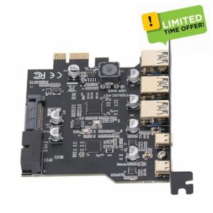PCIe to USB 3.2 Gen 2 Card 20 Gbps 5 Port (3 USB Type A 2 USB Type C) Expansion Card for Windows 7/8/10/11 for Linux for OS X PC