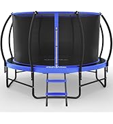 CalmMax 10FT Trampoline with Enclosure Net Ladder Kids Trampoline Outdoor - ASTM Approval -Black ...