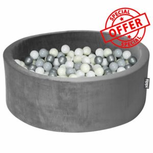 Tippi Baby Ball Pit With Balls Included - Luxury Soft Velvet Ball Pool With 80 Play Balls - Foam Ball Pit For Baby - Size 90 x 30 cm