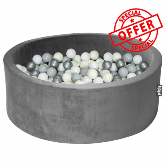 Tippi Baby Ball Pit With Balls Included - Luxury Soft Velvet Ball Pool With 80 Play Balls - Foam Ball Pit For Baby - Size 90 x 30 cm