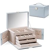 Vlando Large Jewellery Box for Women Lockable Jewellery Boxes with 3 Drawers Jewelry Storage Earr...