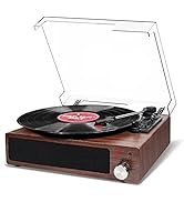FYDEE Record Player - Vintage Bluetooth Turntable with 2 Built-in Stereo Speakers, 3-Speed 33/45/...