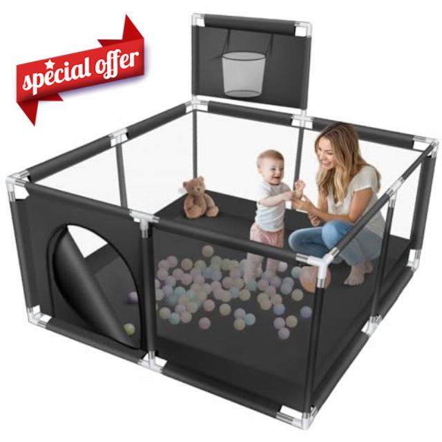 Playpen for Baby and Toddlers with Baskebal Hoop